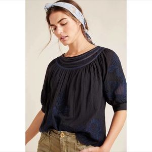 Anthropologie Salma Embroidered Peasant Top - 2